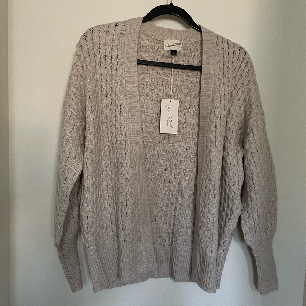 Universal Thread Honeycomb Taupe Knit Cardigan S Small NWT
